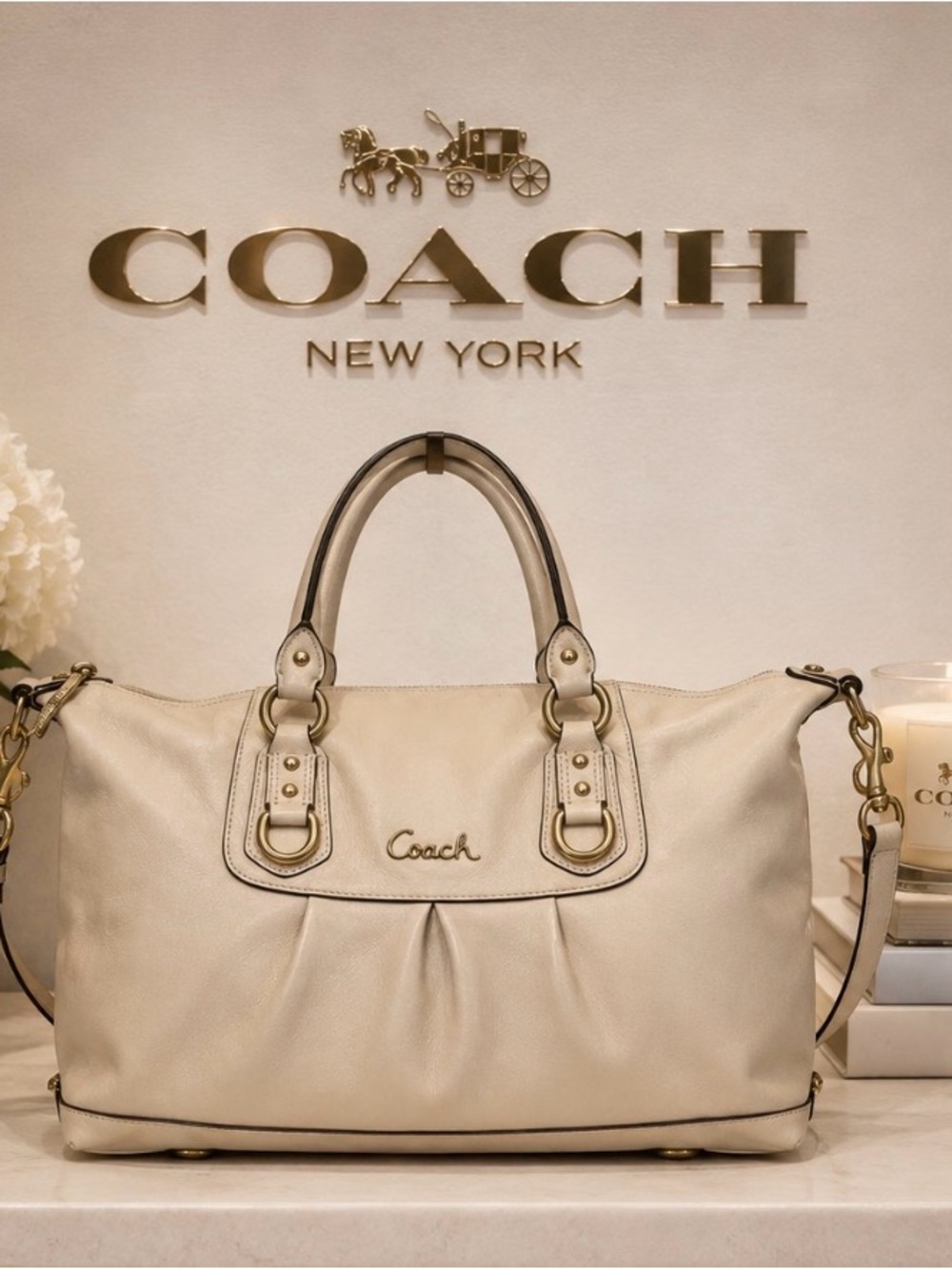 Coach Vintage Ashley Leather Satchel with Gold Hardware